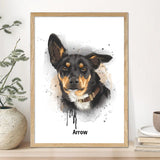 Premium Pen and Ink Pet Portrait with Oak Frame