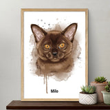 Premium Pen and Ink Pet Portrait with Oak Frame