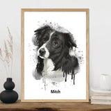 Premium Pen and Ink Pet Portrait with Oak Frame