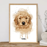 Premium Pen and Ink Pet Portrait with Oak Frame